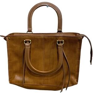Universal Thread Cognac Brown Faux Leather Small Handbag w Lots of Pockets